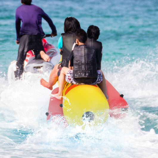 3-Person Inflatable Banana Boat with Electric Air Pump Carrying Bag and Repair Kit W2B