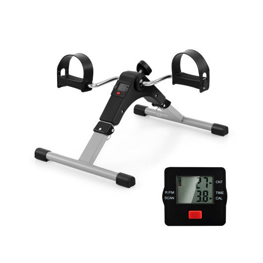 Under Desk Exercise Bike Pedal Exerciser with LCD Display for Legs and Arms Workout-Black