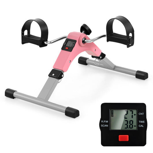 Under Desk Exercise Bike Pedal Exerciser with LCD Display for Legs and Arms Workout-Black