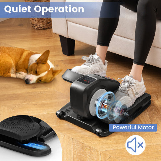 Under Desk Elliptical Machine with Display Monitor for Home Office-White