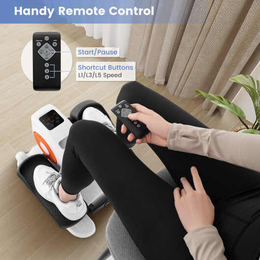 Under Desk Elliptical Machine with Display Monitor for Home Office-White