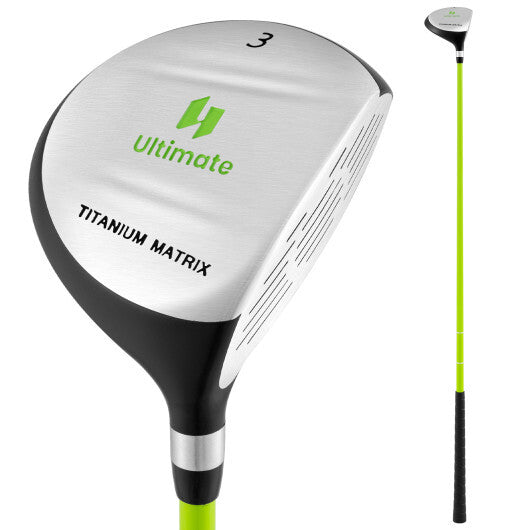 34 Inch 165CC Junior #3 Fairway Wood Golf Club with Fiberglass Shaft for Kids Ages 8-10-Yellow W2B