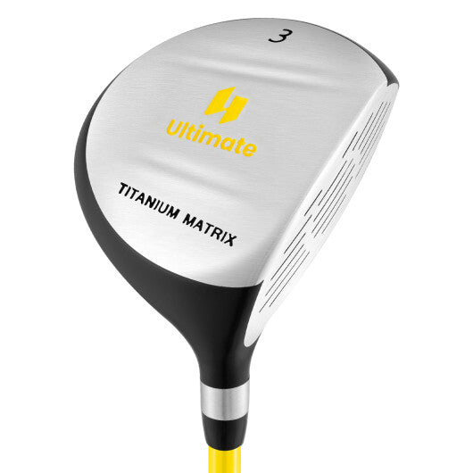 34 Inch 165CC Junior #3 Fairway Wood Golf Club with Fiberglass Shaft for Kids Ages 8-10-Yellow W2B