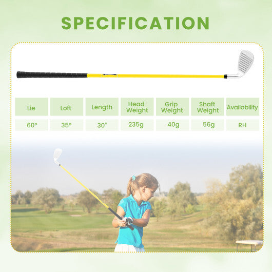 Individual Gold Club for Boys and Girls with Fiberglass Shaft and Headcover-Yellow W2B