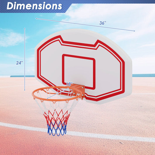 Large Wall Mounted Basketball Hoop with Shatter-proof Backboard W2B