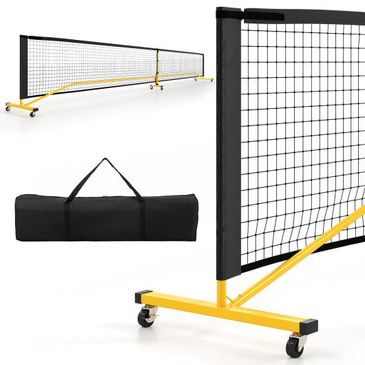 22 FT Portable Pickleball Net with 6 Lockable Wheels and Carry Bag W2B