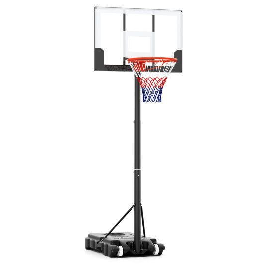 3.3-7 Feet Portable Adjustable Outdoor Kids Basketball Hoop Goal System-White W2B