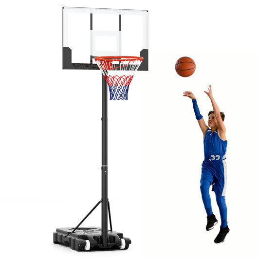 3.3-7 Feet Portable Adjustable Outdoor Kids Basketball Hoop Goal System-White W2B