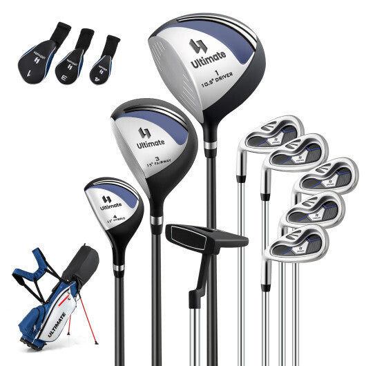 Mens LeftHanded Complete Golf Clubs and Bag Set Portable Lightweight Golf Stand Bag-Blue W2B