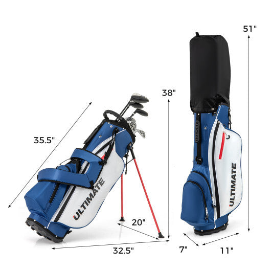 Mens LeftHanded Complete Golf Clubs and Bag Set Portable Lightweight Golf Stand Bag-Blue W2B