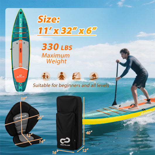 11 Feet Inflatable Stand Up Paddle Board with Kayak Seat for Adults-L W2B