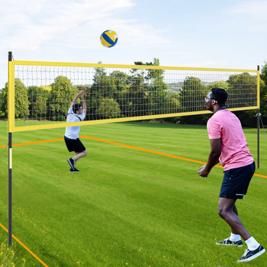 Portable Outdoor Volleyball Net Set Heavy-Duty Volleyball Net System-Yellow W2B