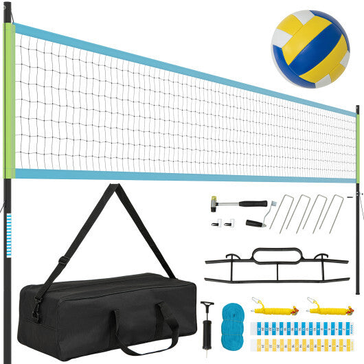 Portable Outdoor Volleyball Net Set Heavy-Duty Volleyball Net System-Yellow W2B