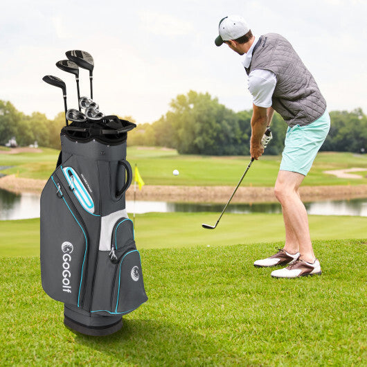 Golf Cart Bag Lightweight Portable Golf Club Organizer Bag-Gray W2B