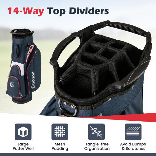 Golf Cart Bag Lightweight Portable Golf Club Organizer Bag-Gray W2B