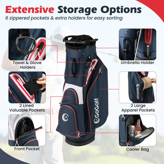 Golf Cart Bag Lightweight Portable Golf Club Organizer Bag-Gray W2B