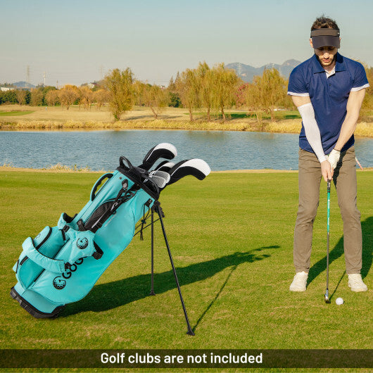 Golf Stand Bag Lightweight Golf Bag with 8 Way Top Dividers and 5 Zippered Pockets-Blue