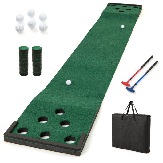 11 FT Indoor Outdoor Putting Green Mat with 2 Adjustable Putters and 6 Balls W2B