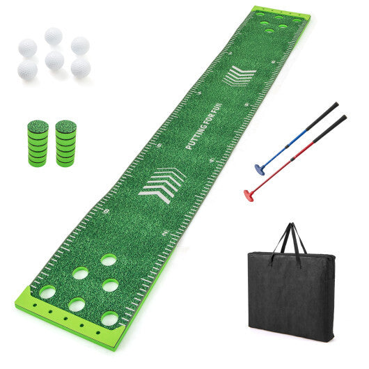 11 FT Putting Green Mat with 2 Adjustable Putters and 6 Balls W2B