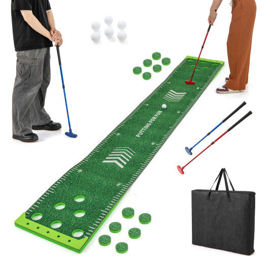 11 FT Putting Green Mat with 2 Adjustable Putters and 6 Balls W2B