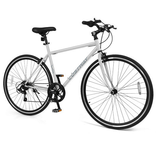 26 Inch Mountain Bike Adjustable with 6-Speed and All-terrain Rubber Wheels-Gray - Color: Gray - Size: 26 inches W2B