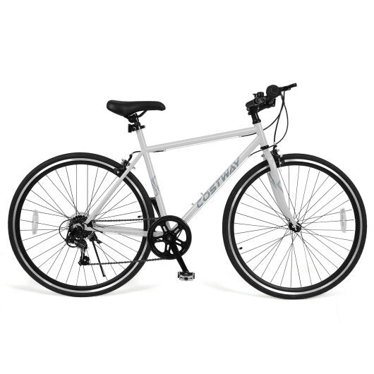 26 Inch Mountain Bike Adjustable with 6-Speed and All-terrain Rubber Wheels-Gray - Color: Gray - Size: 26 inches W2B
