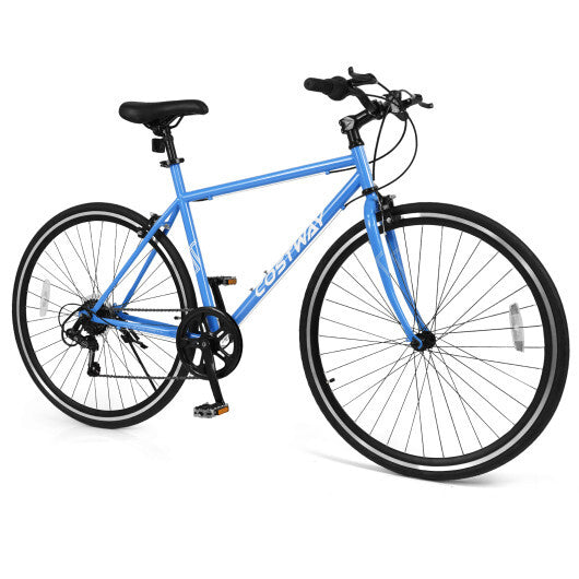 26 Inch Mountain Bike Adjustable with 6-Speed and All-terrain Rubber Wheels-Blue - Color: Blue - Size: 26 inches W2B