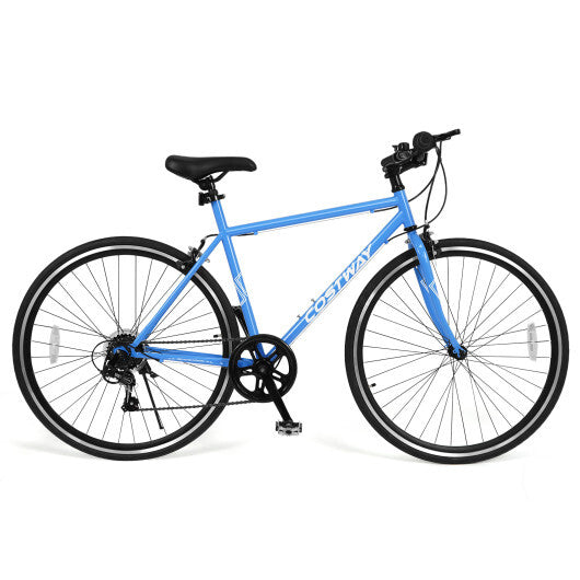 26 Inch Mountain Bike Adjustable with 6-Speed and All-terrain Rubber Wheels-Blue - Color: Blue - Size: 26 inches W2B