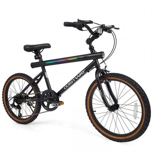 20 Inch LED-lit Cycling Bike with 2 Speakers and Ambient Lights for Men and Women-Black W2B