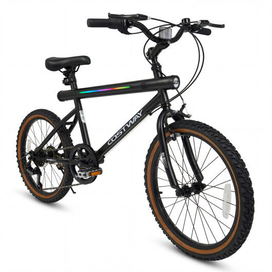 20 Inch LED-lit Cycling Bike with 2 Speakers and Ambient Lights for Men and Women-Black W2B