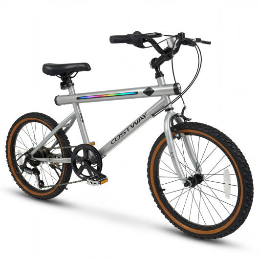 20 Inch LED-lit Cycling Bike with 2 Speakers and Ambient Lights for Men and Women-Black W2B