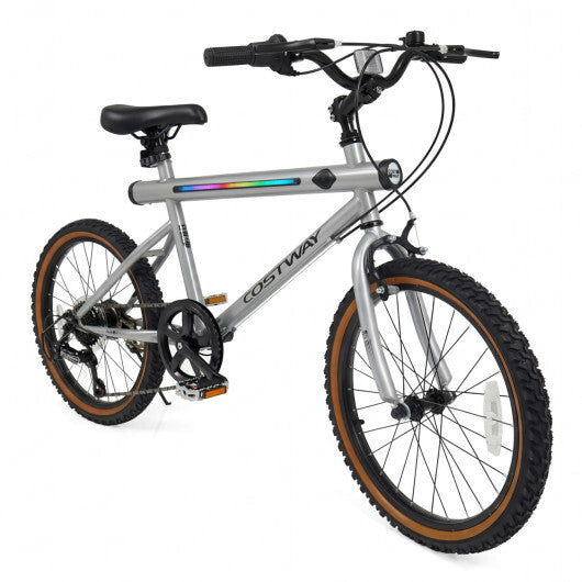 20 Inch LED-lit Cycling Bike with 2 Speakers and Ambient Lights for Men and Women-Black W2B