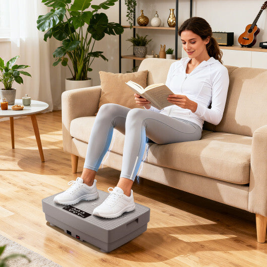 Vibration Plate Exercise Machine with Gravity Sensor and Remote Control for Home Gym-Gray