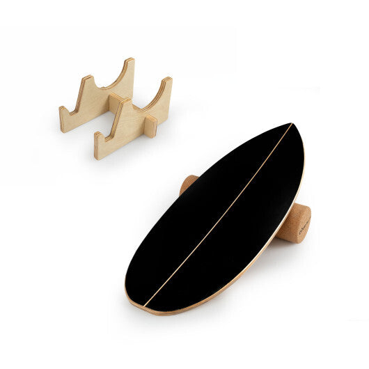Wooden Balancing Board with Cork Roller and Storage Rack to Exercise-HS
