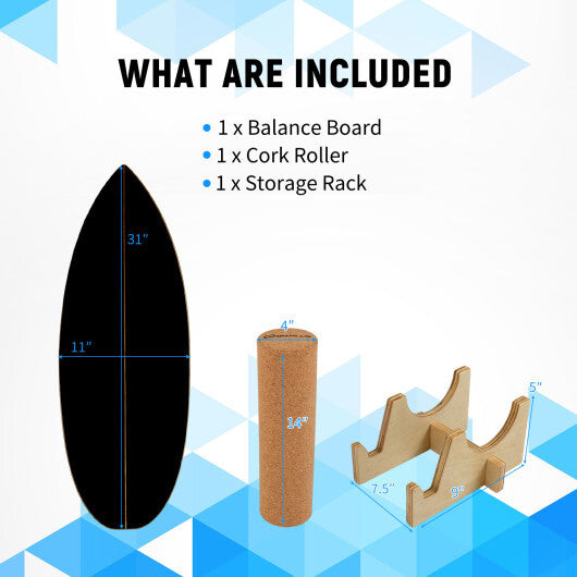 Wooden Balancing Board with Cork Roller and Storage Rack to Exercise-HS
