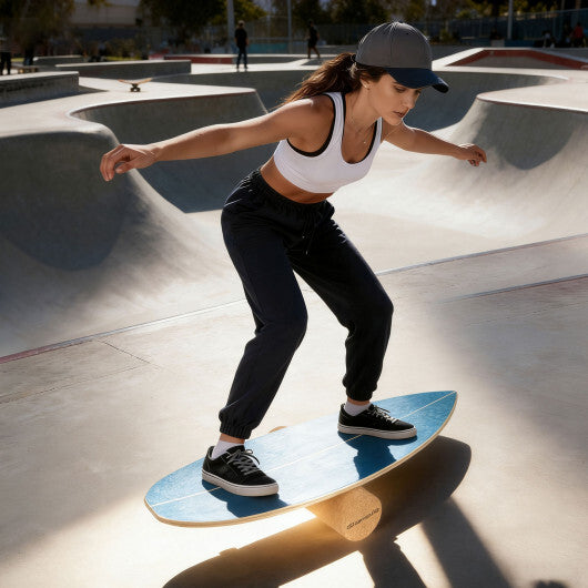 Wooden Balancing Board with Cork Roller and Storage Rack to Exercise-HS
