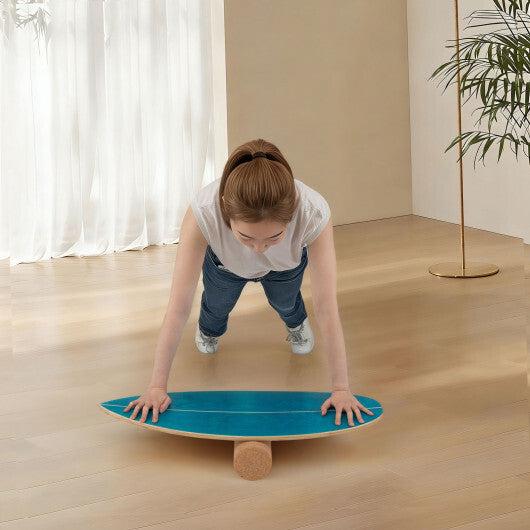 Wooden Balancing Board with Cork Roller and Storage Rack to Exercise-HS
