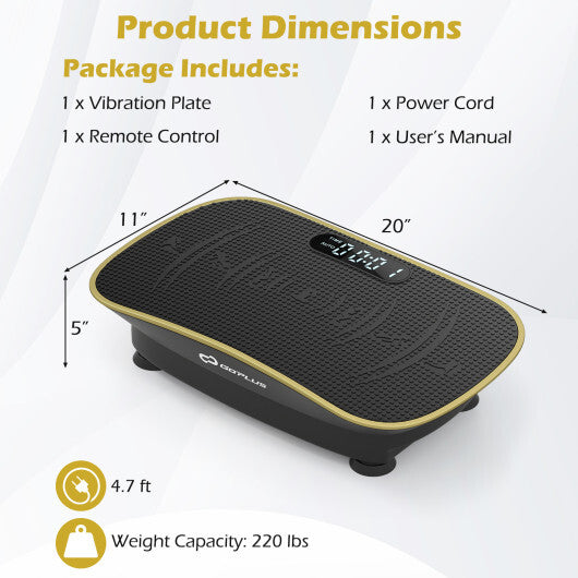 Vibration Plate Exercise Machine for Lymphatic Drainage and Weight Loss with 10 Speed Intensities-Black W2B