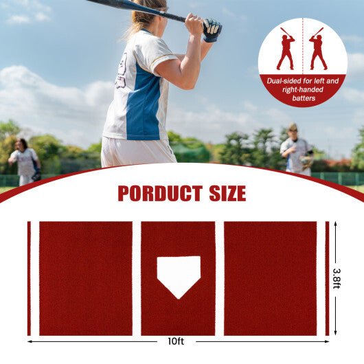 Softball Pitching Mat 10 x 3 Feet Softball Training Aid-Red W2B