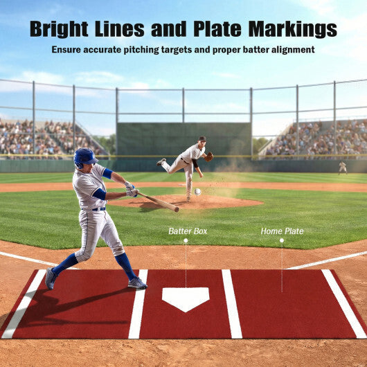 Softball Pitching Mat 10 x 3 Feet Softball Training Aid-Red W2B