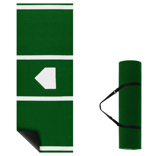 10 x 3.8 ft Baseball and Softball Hitting Mat with Home Plate-Green W2B