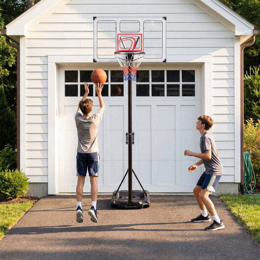 4.1-10 Feet Portable Basketball Hoop 18-Level Adjustable with Heavy Duty Fillable Base W2B