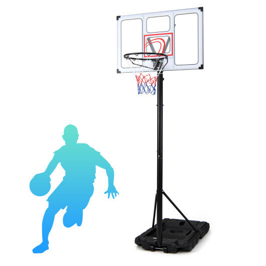 4.1-10 Feet Portable Basketball Hoop 18-Level Adjustable with Heavy Duty Fillable Base W2B