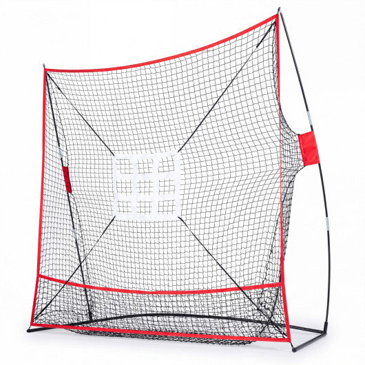 7 x 7.4 FT Baseball Practice Net with 2 Strike Zones and Large Ball Collection System W2B