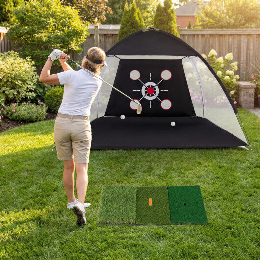 10.3 x 6.5 Feet Golf Practice Net with Foldable Tri-Turf Mat W2B