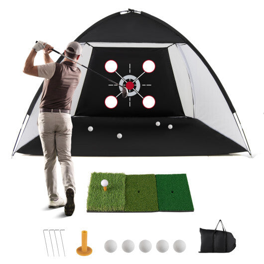 10.3 x 6.5 Feet Golf Practice Net with Foldable Tri-Turf Mat W2B