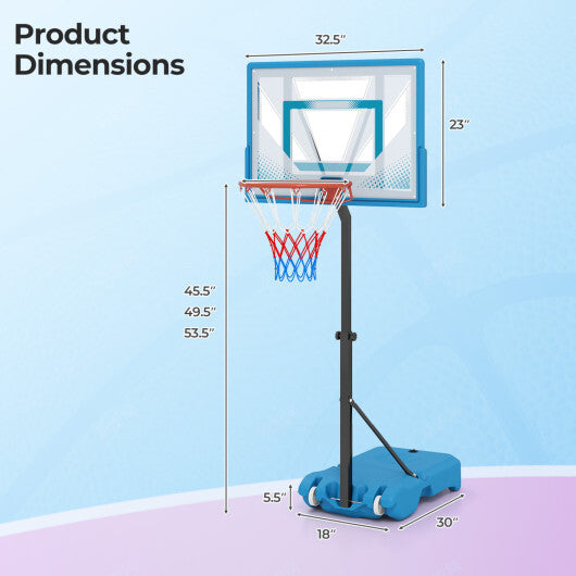 Pool Basketball Hoop with 3-Level Adjustable Height and Weighted Base W2B