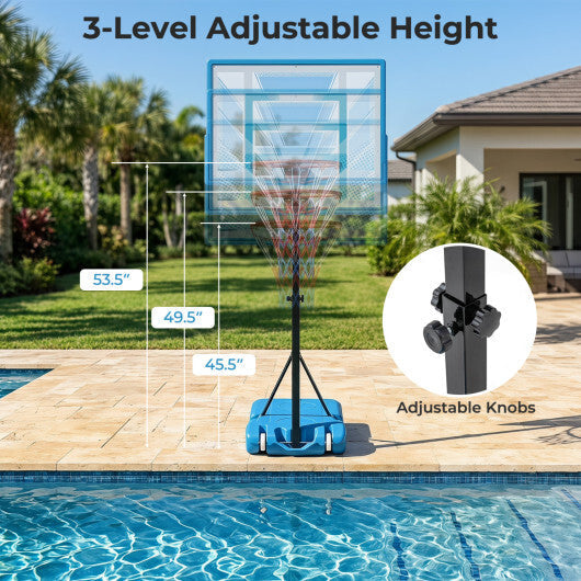 Pool Basketball Hoop with 3-Level Adjustable Height and Weighted Base W2B