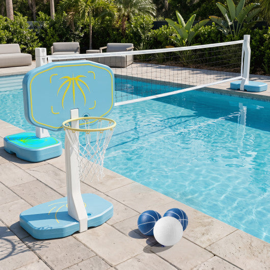 2-in-1 Pool Basketball Hoop and Pool Volleyball Net W2B