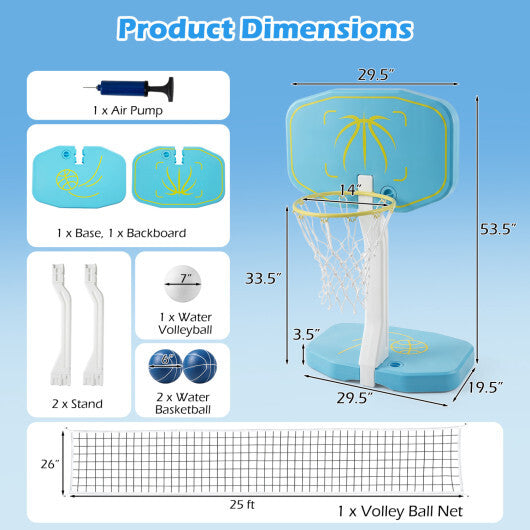 2-in-1 Pool Basketball Hoop and Pool Volleyball Net W2B